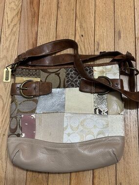 Coach Patchwork Rehab Purse Khaki